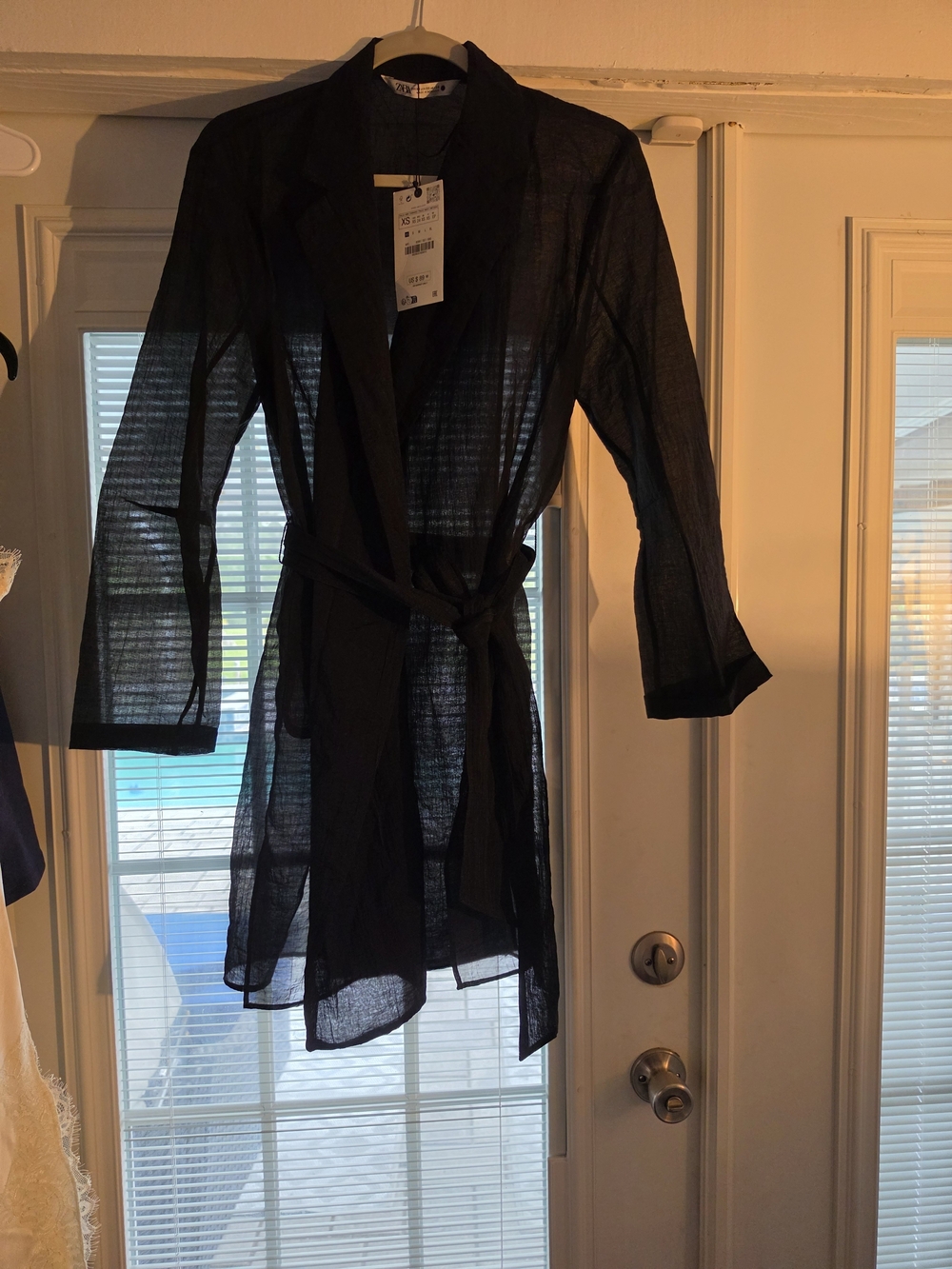 Sheer Black  Cover-Up with Tie Belt